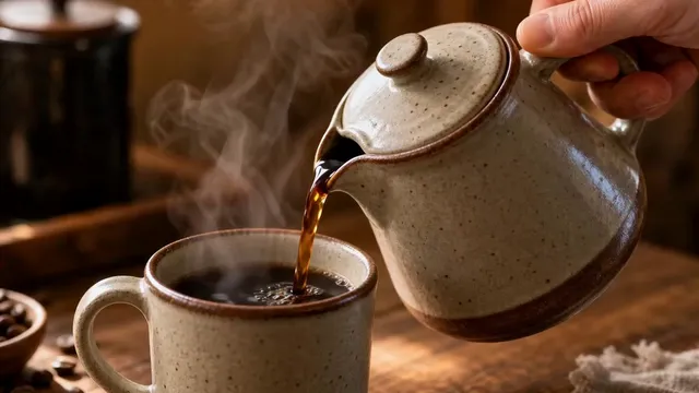 コーヒーを注ぐ手元