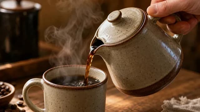 コーヒーを注ぐ手元