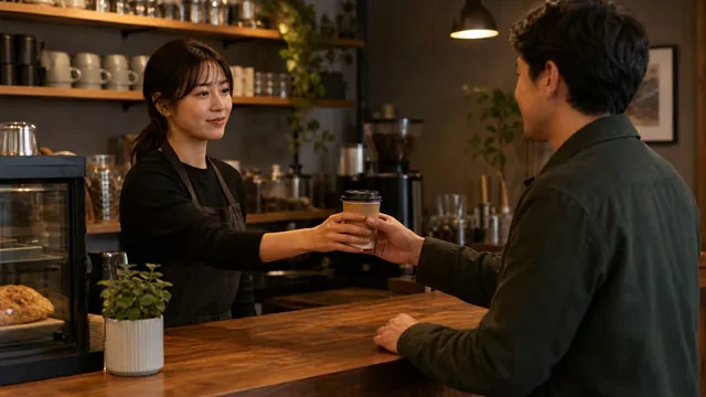 バリスタと客の接客