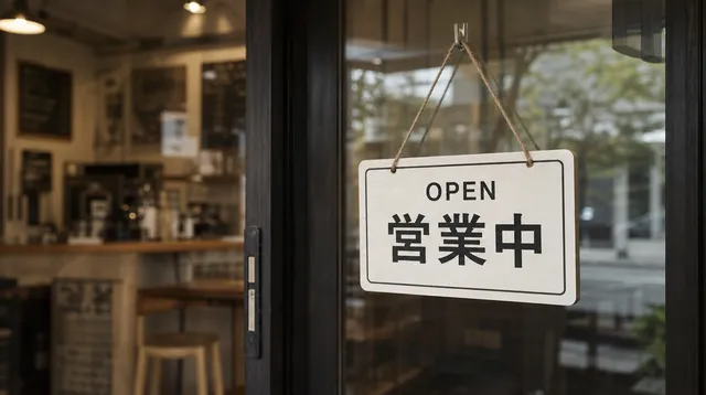 日本語看板 '営業中'