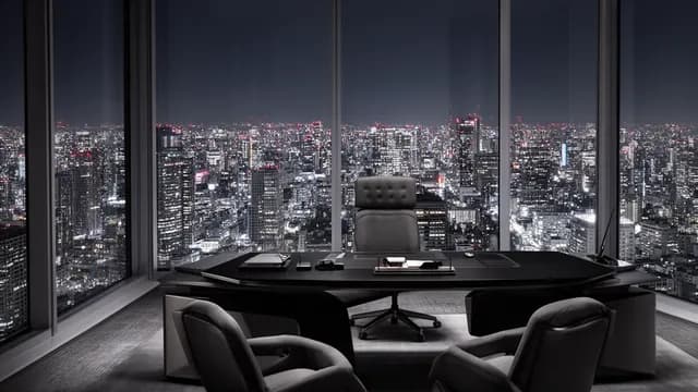 高層ビルオフィスの夜景