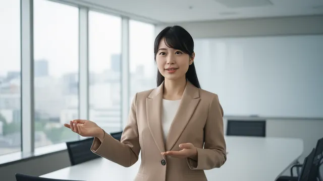 会議室の20代女性ビジネスパーソン