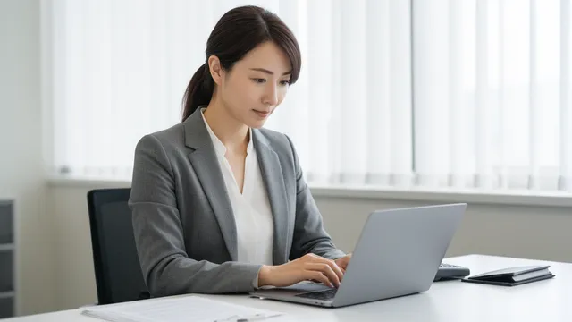 オフィスでPC作業の女性ビジネスパーソン