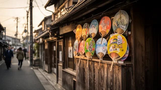 うちわが並ぶ商店街