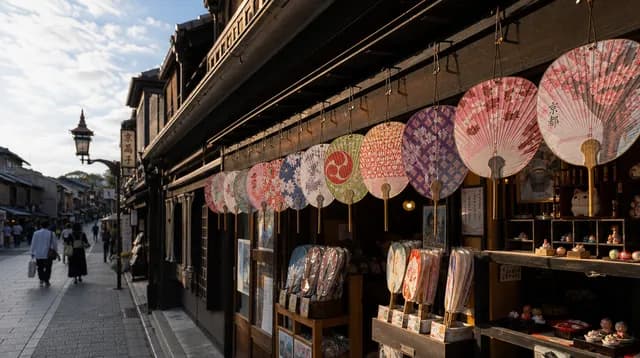うちわが並ぶ商店街